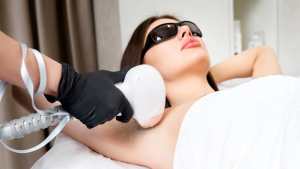 a woman getting laser hair removal