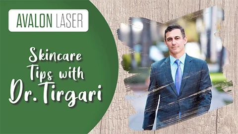 Man in a suit standing outdoors, with text about skincare tips