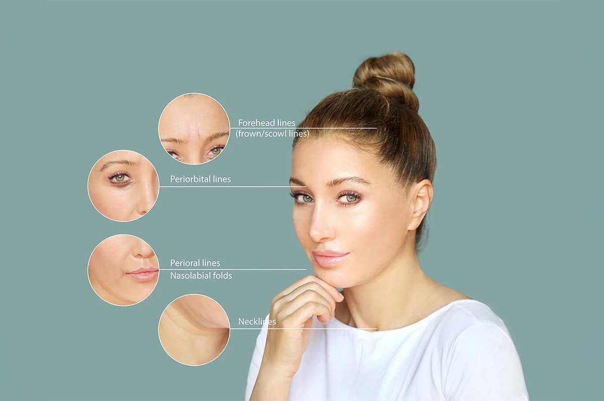 A woman with a bun hairstyle and facial close-ups highlighting features