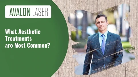 Image with a man in a suit, text asking about common aesthetic treatments