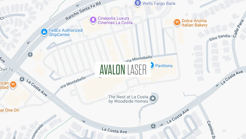 Map showing Avalon Laser and nearby businesses and streets