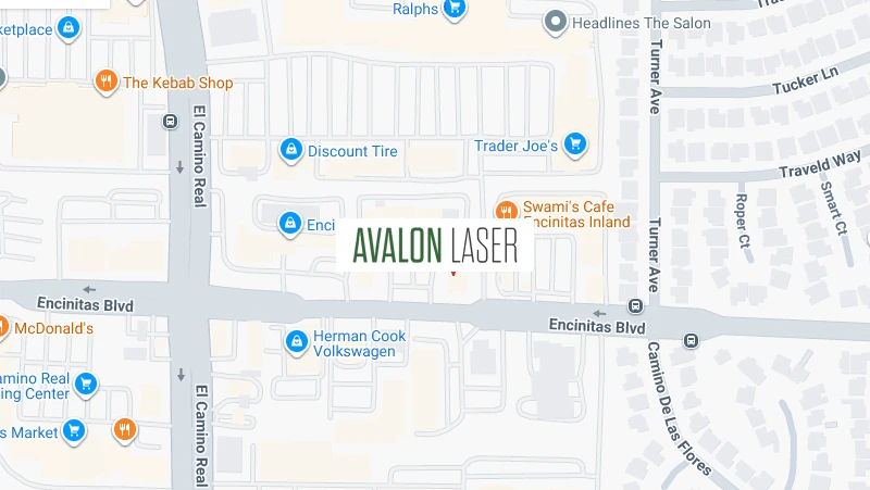 Map showing various businesses and streets, labeled with names and locations